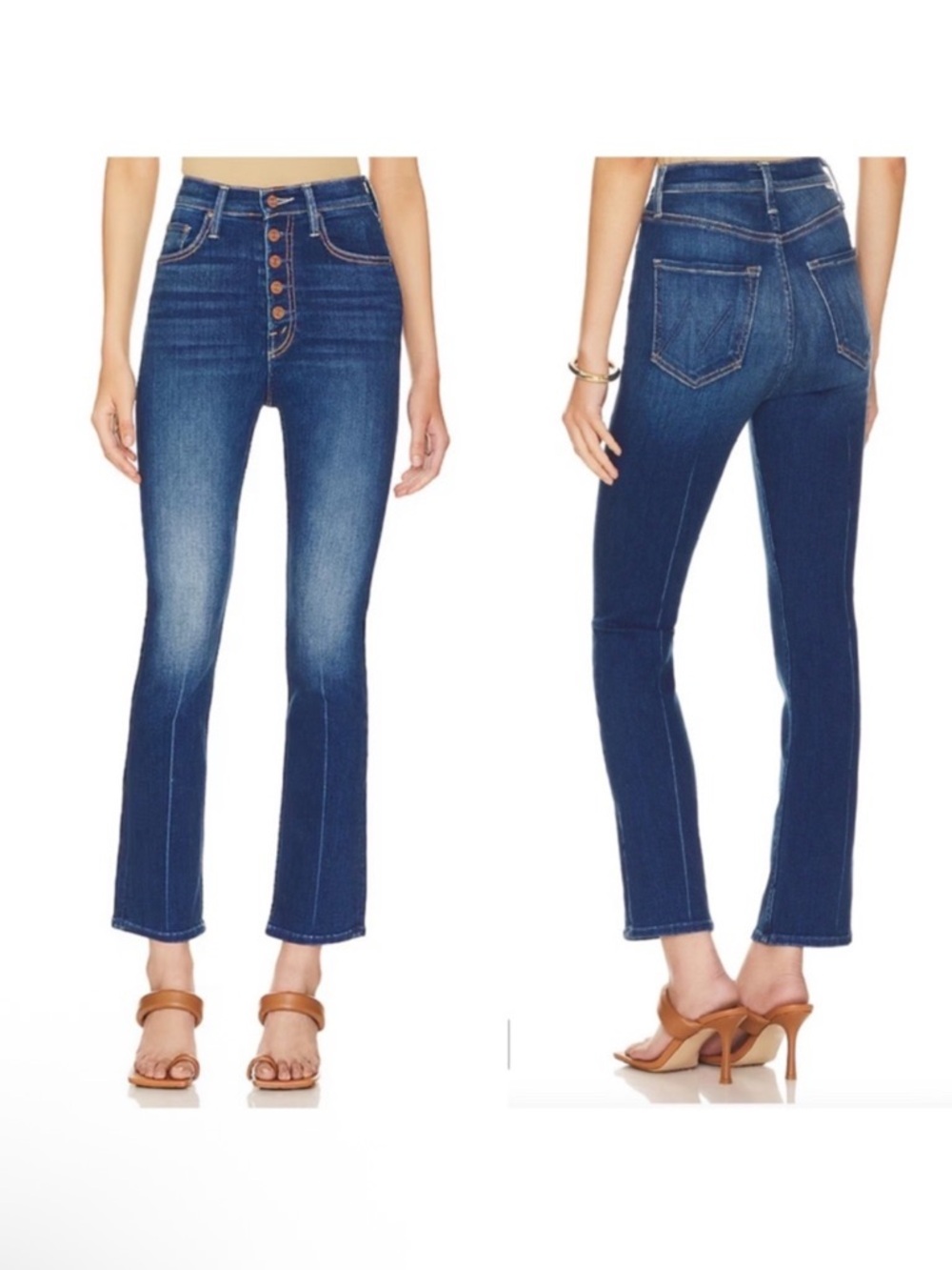 MOTHER Denim The Pixie Rider Ankle Taxi High Rise Button Fly Jeans